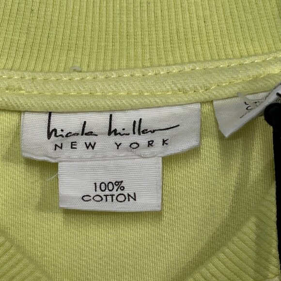 Nicole Miller Jacket Womens M Yellow Canvas Cropped Bomber Boxy Casual Vacation - Picture 4 of 8